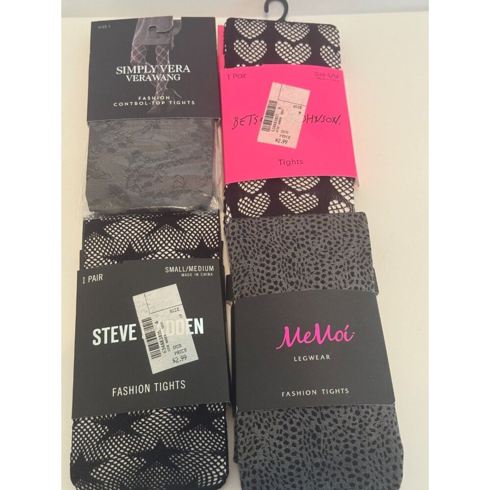 Fashion Tights, Black, Set of 4, Size - Small / Medium
